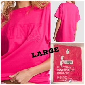 VS PINK NWT Limited Edition Hot Stuff Pink Campus Cotton Tee